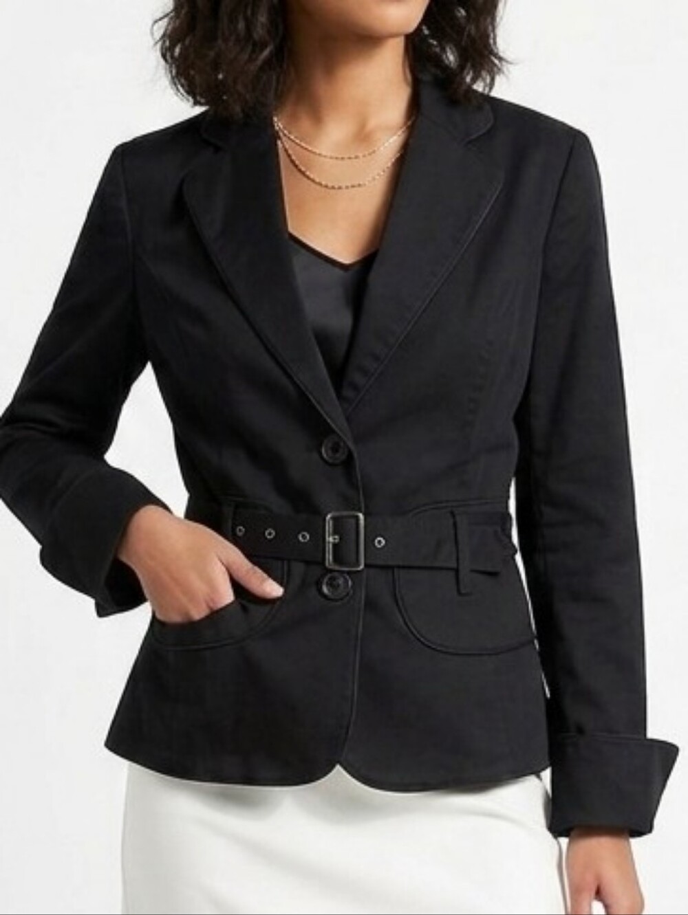 Spiegel Short Belted Cotton Jacket Black Size 6